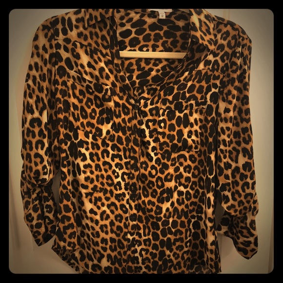Cheetah Print Button Up Blouse - Picture 1 of 2